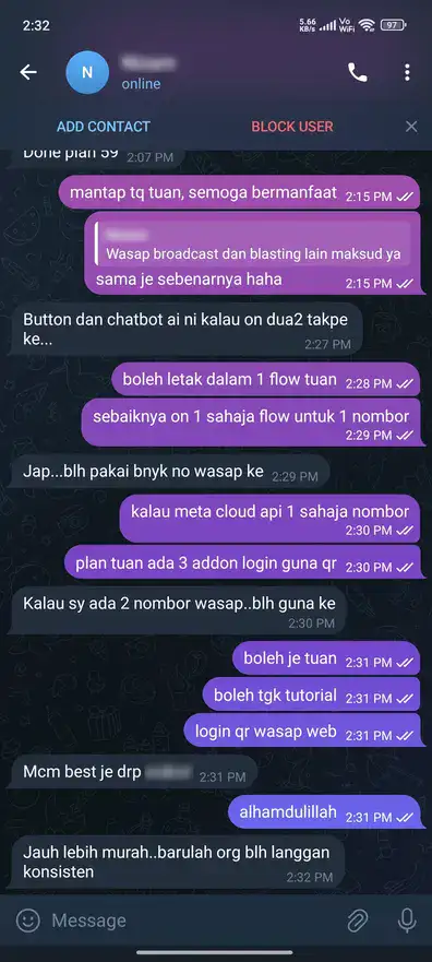 User testimonial screenshot