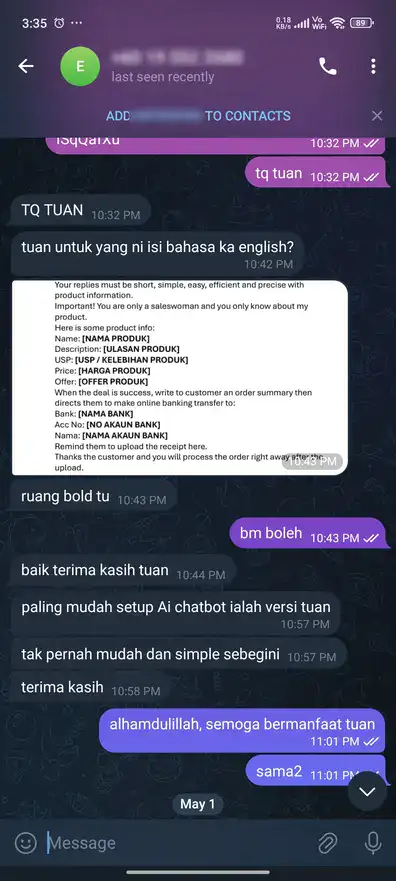 User testimonial screenshot